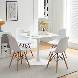 ATSNOW 31.5 in White Square Pedestal Tulip Table, Mid Century Modern Dining Table for Small Spaces