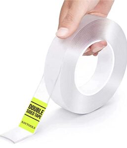 savtools double sided tape heavy duty nano tape, 1.18 x 120 inch, removable & clear, extra strong for wall, picture hanging carpet decor diy