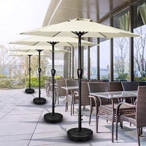 Simple Deluxe 2 Pack 9' Patio Outdoor Table Market Yard Umbrella with Push Button Tilt/Crank, 8 Sturdy Ribs for Garden, Deck, Backyard, Pool, Beige 2Pack