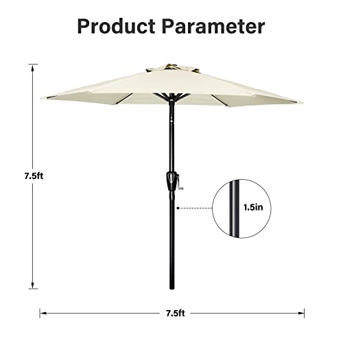 Simple Deluxe 2 Pack 9' Patio Outdoor Table Market Yard Umbrella with Push Button Tilt/Crank, 8 Sturdy Ribs for Garden, Deck, Backyard, Pool, Beige 2Pack