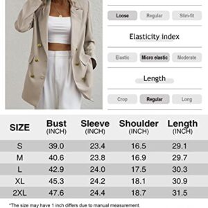 Lueluoye Women's Casual Blazers Long Sleeve Open Front Gold Button Work Office Blazer Jackets with Pockets Khaki M