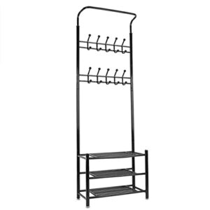 dsfeoigy black shoe rack standing hanging clothes home bedroom hanger metal shoe and hat rack storage rack