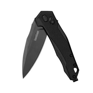 kershaw monitor folding pocket knife, 3 inch black blade with d2 steel, duralock locking mechanism, pocketclip