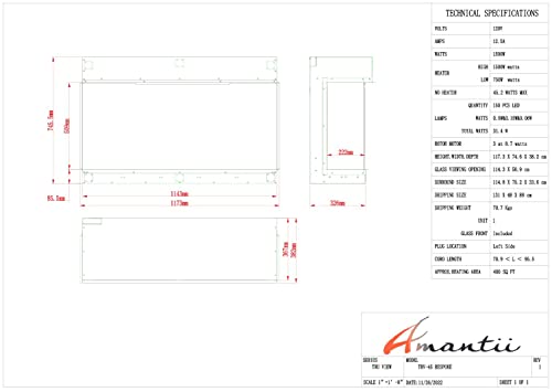 Amantii TRV-45-BESPOKE Tru View Bespoke - 45" Indoor/Outdoor 3 Sided Electric Fireplace, WiFi, Bluetooth, Speaker, and a Selection of Media Options