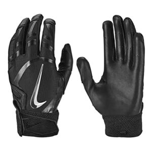 nike huarache elite adult batting gloves - sheepskin leather - 1 pair (black/silver, large)