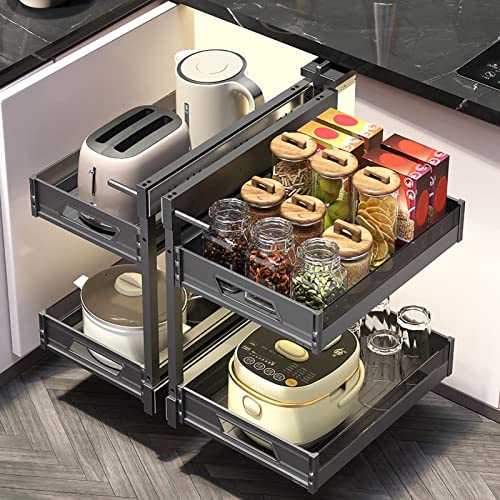 FYFUSATC Blind Corner 4 Tray Shelf Slide Out Kitchen Cabinet Organizer Pull Out Blind Corner Cabinet with Soft Close Pull Out Left Or Right Handed Open Kitchen Pull Out Shelf Organiser