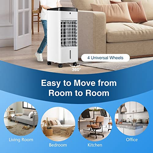 Evaporative Air Conditioners,3-in-1 Portable Fan with 3 Modes,1 Gal Detachable Water Tank w/ 12H Timer, 70° Oscillation & 20FT Remote Control & 40dB, Evaporative Cooler for Room