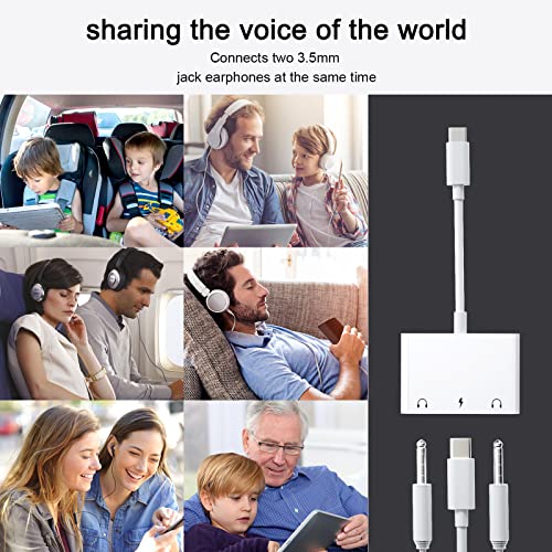 Headphone Splitter for iPad, Dual Headphone Adapter for iPad,USB-C Headphone Splitter with 60W Fast Charging for iPad Pro, Samsung Galaxy, Pixel, HTC, Huawei.