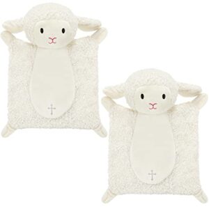 panelee 2 pcs baptism gifts baby blessings lamb security blanket for first communion, christening, baby baptism gifts baby showers