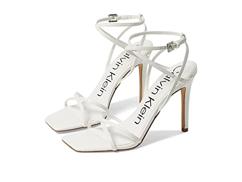 Calvin Klein Women's TEGIN Heeled Sandal, White, 8