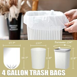 Small Trash Bags 4 Gallon - 100 Count 4 Gallon Trash Bag, Small Garbage Bags for Office Bedroom Bathroom Trash Bags, White 4 Gal Small Trash Can Liners