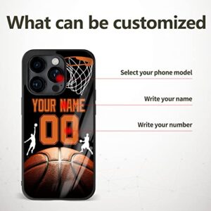 Personalized Name Number Basketball Phone Cases | iPhone 11 12 13 14 Pro Max Plus Mini Xr Xs, Samsung Note 7 8 9 10 20 S21 S22 Ultra Plus, Moto Edge 20 Pro Lite, Pixel 4 5 6 7 Pro, LG (Basketball)