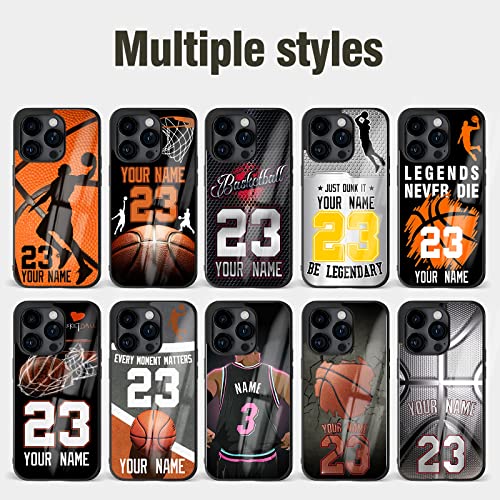 Personalized Name Number Basketball Phone Cases | iPhone 11 12 13 14 Pro Max Plus Mini Xr Xs, Samsung Note 7 8 9 10 20 S21 S22 Ultra Plus, Moto Edge 20 Pro Lite, Pixel 4 5 6 7 Pro, LG (Basketball)