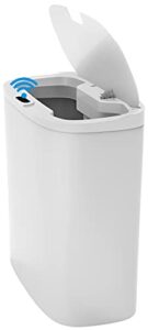 sooyee 13.3 litres bathroom trash can with lid,3.5 gallon automatic trash can,touchless trash can for kitchen,office,bedroom,bathroom,living room,white(not included batteries)