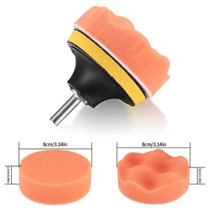 6 Pcs 3 inch Car Polishing Pad Kit, Drill Buffer Attachment with Buffing Wheel, Polishing Buffing Wheel for Drill, Sponge and Wool Wheel Polishing Waxing Pad Set with M14 Drill Buffer Adapter