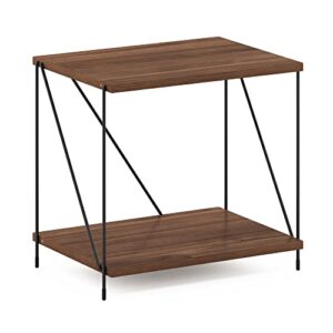 furinno besi industrial multipurpose side table with metal frame, walnut cove