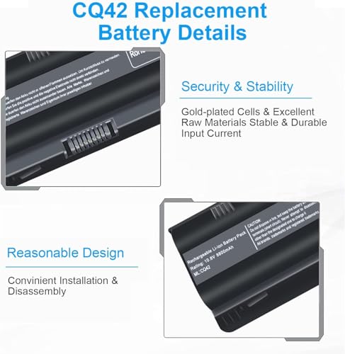 593553-001 CQ42 MU06 Laptop Battery Replacement for HP Spare 593554-001 593550-001 593562-001 G62 Pavilion G6 G7 DV7 HSTNN-LB0W Presario CQ56 CQ57 CQ62, Compatible with HP MU09 (10.8V 8800mAh 9-Cell)