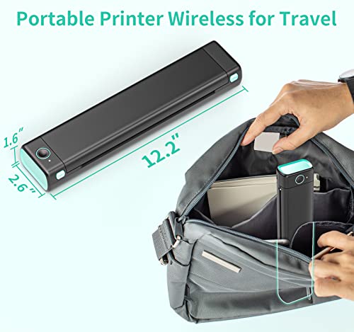 PhoPRT M08F Portable Printer,Thermal Portable Printers Wireless for Travel,Compact Bluetooth Mobile Printer Support 8.5" X 11" US Letter, Upgrade Inkless Small Printers Compatible with Phone,Laptop