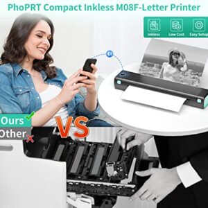 PhoPRT M08F Portable Printer,Thermal Portable Printers Wireless for Travel,Compact Bluetooth Mobile Printer Support 8.5" X 11" US Letter, Upgrade Inkless Small Printers Compatible with Phone,Laptop