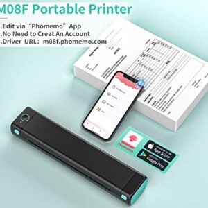 PhoPRT M08F Portable Printer,Thermal Portable Printers Wireless for Travel,Compact Bluetooth Mobile Printer Support 8.5" X 11" US Letter, Upgrade Inkless Small Printers Compatible with Phone,Laptop