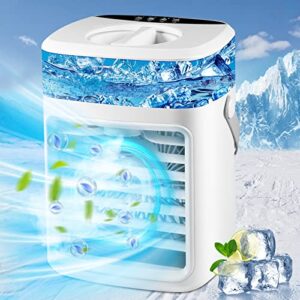 chill2.0 mini air conditioner with 700ml, portable air conditioner, evaporative air cooler, 3 speeds personal space cooler humidifier, small portable ac desk spray fan for home office room