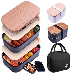 uybieef bento box adult lunch box with lunch bag,japanese lunch box containers for adult,bento lunch box with leakproof 54oz black