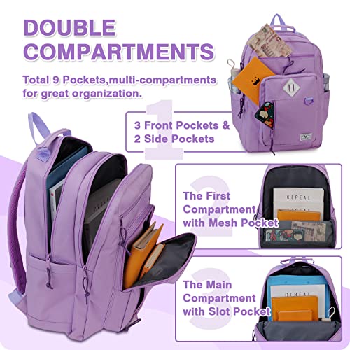 VX VONXURY School Backpack Water Resistant 15 Inch Boys Girls Bookbag Schoolbag Casual Daypack with Double Comparments