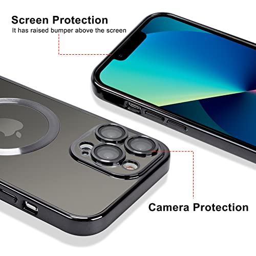 OOK Case Compatible iPhone 14 Pro (6.1 Inch) with Camera Lens Protector (Compatible with MagSafe) Anti-Scratch Shockproof Protective Slim iPhone 14 Pro Case for Women Men - Black