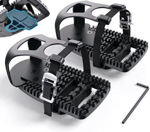 shrinluck toe cages compatible with the peloton bike, upgrade dual function toe cage pedals adapters for regular shoes, convert look delta pedals to toe clip pedals- ride with sneakers, great for kids