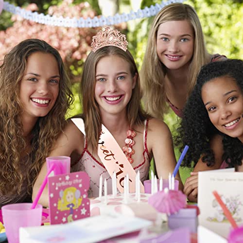 Vovii 16th Birthday Sash and Tiara,16th Birthday Decorations For Women,16th Birthday Gifts for her, Princess Crown Hair Accessories for Women Happy Birthday Party Favors