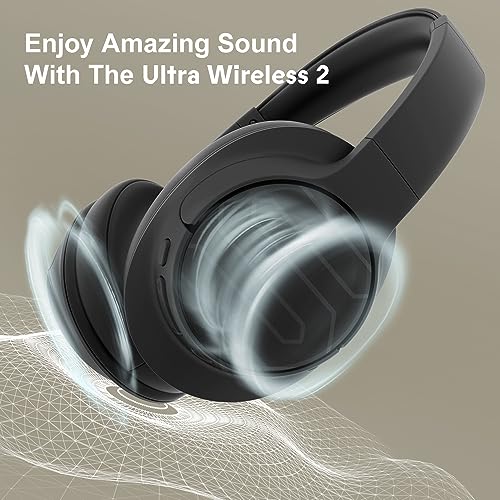 Soul Ultra Wireless 2 - Wireless Over Ear Bluetooth Headphones, Foldable Design with Comfortable Protein Earpads,USB-C Quick Charging, 65 hrs Playtime,Low Latency,Deep Bass,for Travel,Sport,Gym -Black
