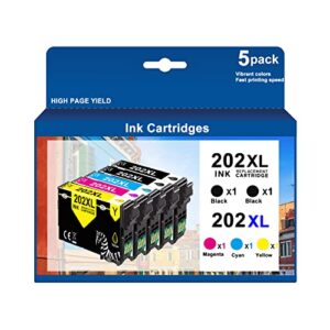 202xl remanufactured for epson 202 xl t202xl ink cartridge for expression home xp-5100 workforce wf-2860 printer (2 black, 1 cyan, 1 magenta, 1 yellow)