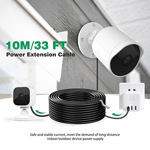 ASKUBSKU Power Extension Cable for Blink Mini Blink100,[10M/33 FT] Micro-USB Charging Cable for Wyze Indoor/Outdoor Security Camera 10 Nail Clips Power Cable for Yi Home Yi Dome Cam Kasa Nest Cam