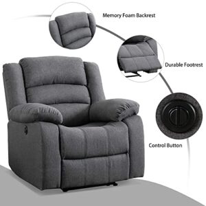 EBELLO Classic Power Recliner Chair, Oversized Electric Overstuffed Chair with Soft Cushion and Back, Sofa with Comfortable Armchair, Gray