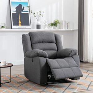 EBELLO Classic Power Recliner Chair, Oversized Electric Overstuffed Chair with Soft Cushion and Back, Sofa with Comfortable Armchair, Gray