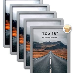 JD Concept Wood 12x16 Grey Picture Frame 5 Pack - Gallery Wall Frame Set - Suitable for Horizontal and Vertical Hanging 12 x 16 Poster Photo