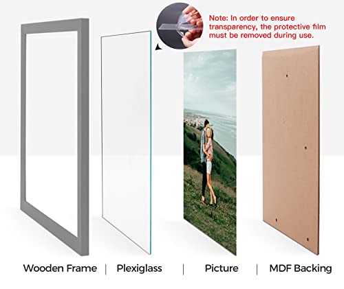 JD Concept Wood 12x16 Grey Picture Frame 5 Pack - Gallery Wall Frame Set - Suitable for Horizontal and Vertical Hanging 12 x 16 Poster Photo