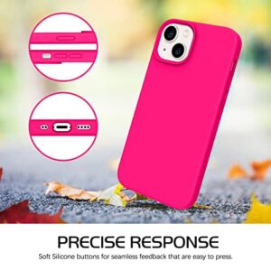 DOMAVER iPhone 13 Mini Case, Phone Case iPhone 13 Mini Silicone Soft Gel Rubber Cover Shockproof Protective Women Girls- Hot Pink