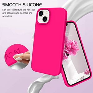 DOMAVER iPhone 13 Mini Case, Phone Case iPhone 13 Mini Silicone Soft Gel Rubber Cover Shockproof Protective Women Girls- Hot Pink