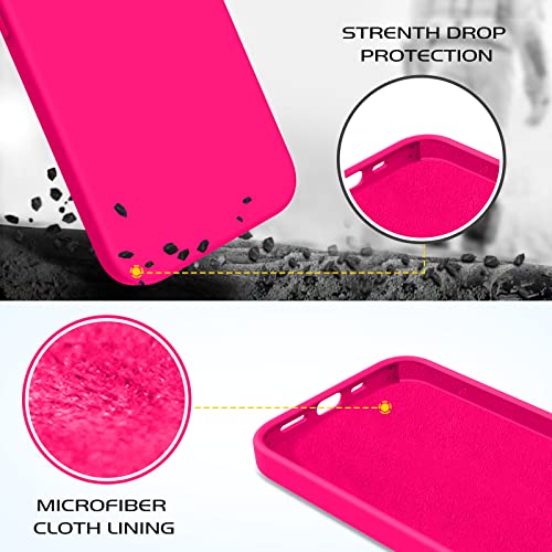 DOMAVER iPhone 13 Mini Case, Phone Case iPhone 13 Mini Silicone Soft Gel Rubber Cover Shockproof Protective Women Girls- Hot Pink