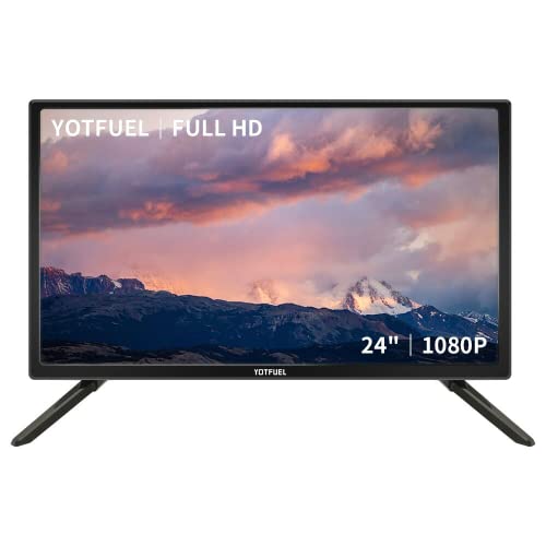 YOTFUEL 24-Inch Full HD 1080p Small TV with Built-in HDMI, USB, VGA,Optical and RF 24” LED TV