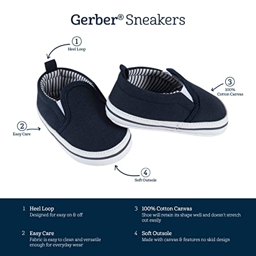 Gerber Kids Newborn Infant Toddler Boy and Girl Slip-On Sneaker Crib Shoe, Navy, 5 US Unisex