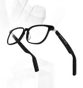 wanlima bluetooth 5.0 smart glasses headphones/headset clear/polarized ios ready (black/black)