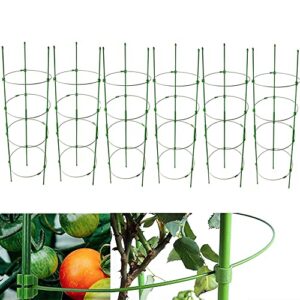 adjustable tomato cage,36" plant support garden plant stakes cucumber trellis with 4 adjustable ring for climbing plants vegetables，flowers，fruit,rose vine climbing plants(6 pack)