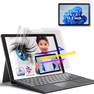 [2 pack] anti blue light screen protector for microsoft surface pro 7+, pro 7, pro 6, pro 5, pro 4/3, easy installation, scratch resistant, ultra hd, anti fingerprint, anti glare screen protector for 12.3 inch surface pro 7 plus/7/6/5/4/3