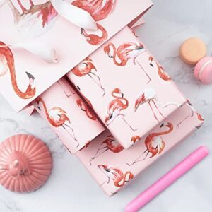 WRAPAHOLIC Reversible Wrapping Paper - Mini Roll - 17 Inch X 33 Feet - Flamingo and Polka Dot Design for Birthday, Holiday, Wedding, Baby Shower