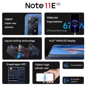 Xiaomi Redmi Note 11E Pro 5G (256GB + 8GB) Factory Unlocked (ONLY Tmobile/Mint/Tello USA Market) 6.67" 108MP Camera Night Mode + Extra (w/Fast Car Charger Bundle) (Dark World)