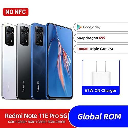 Xiaomi Redmi Note 11E Pro 5G (256GB + 8GB) Factory Unlocked (ONLY Tmobile/Mint/Tello USA Market) 6.67" 108MP Camera Night Mode + Extra (w/Fast Car Charger Bundle) (Dark World)