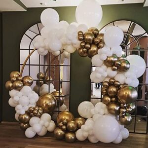 ZOPIBAICO White Gold Balloon Garland Arch Kit - 124pcs 18 12 10 5In White Metallic Chrome Gold and Gold Confetti Latex Balloons for Graduation Birthday Wedding New Year Party Decorations