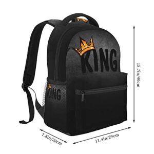 ASYG King Backpack Men Laptop Backpack Lion Tablet Travel Picnic Bag Lion Travel Bag